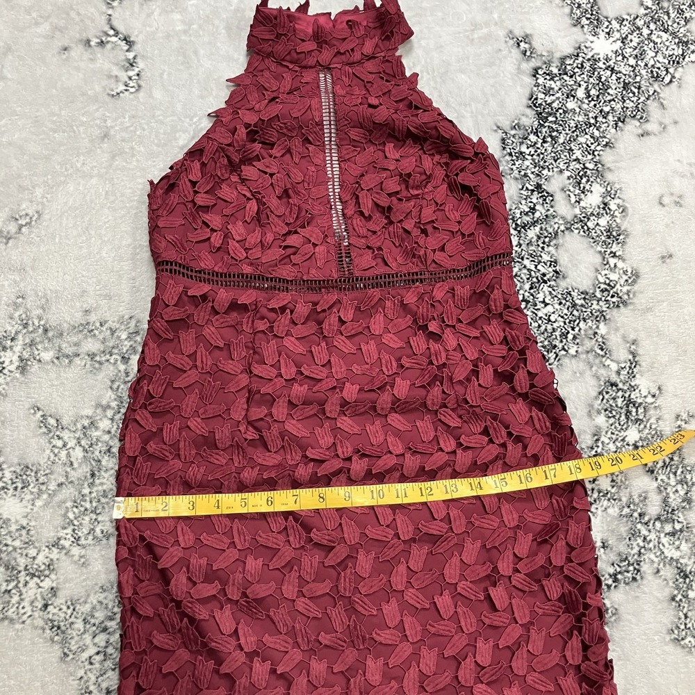 Bardot Red Lace Midi Dress Halter High Neck Cutout Formal Womens Size Large - Picture 3 of 13